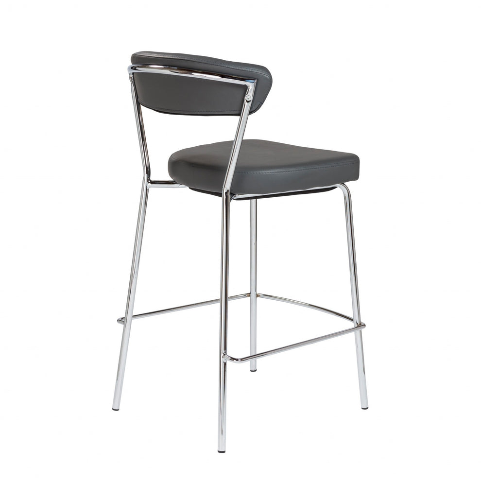 Set of Two Taper Black Faux Leather Counter Stools By Homeroots | Counter Stools | Modishstore - 4