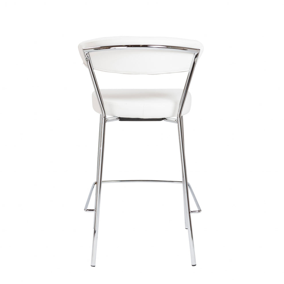 Set of Two Taper White Faux Leather Counter Stools By Homeroots | Counter Stools | Modishstore - 5