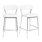 Set of Two Taper White Faux Leather Counter Stools By Homeroots