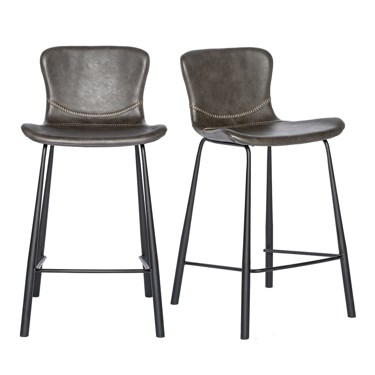 Set of Two Charcoal Counter Stools By Homeroots