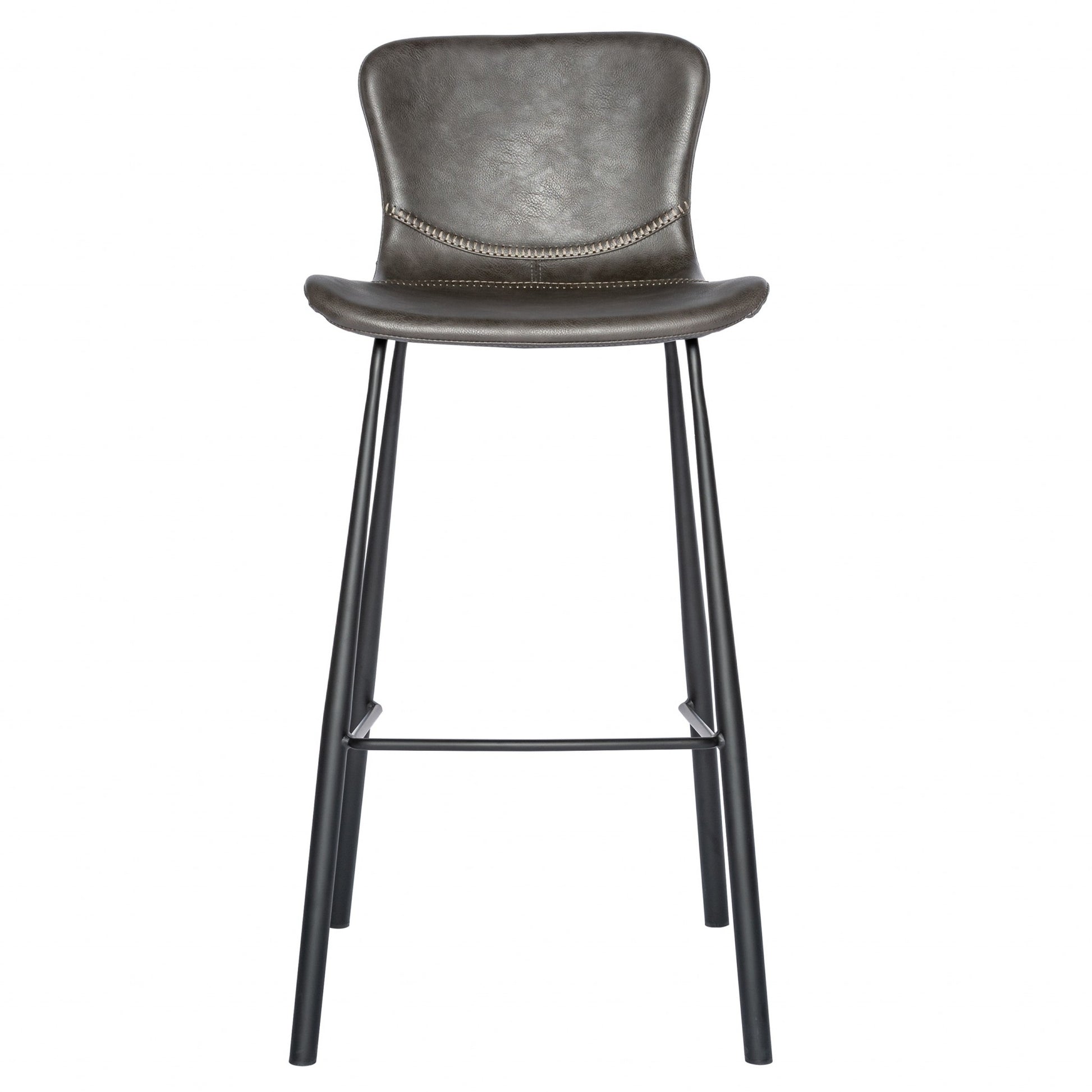 Set of Two Vintage Stitch Gray Bar Stools By Homeroots | Bar Stools | Modishstore
