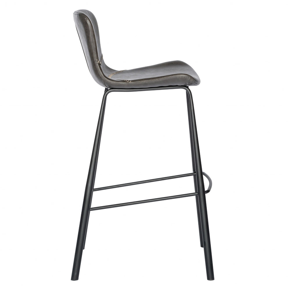 Set of Two Vintage Stitch Gray Bar Stools By Homeroots | Bar Stools | Modishstore - 3