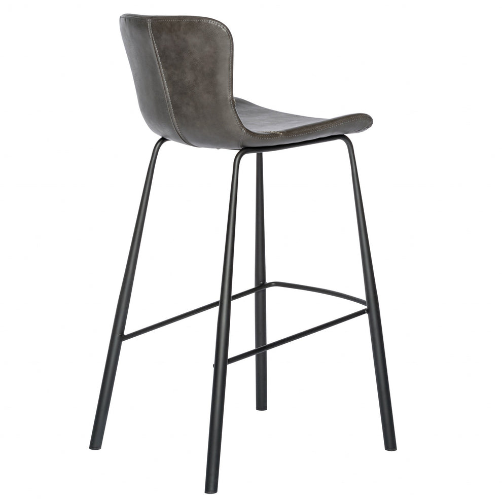 Set of Two Vintage Stitch Gray Bar Stools By Homeroots | Bar Stools | Modishstore - 4