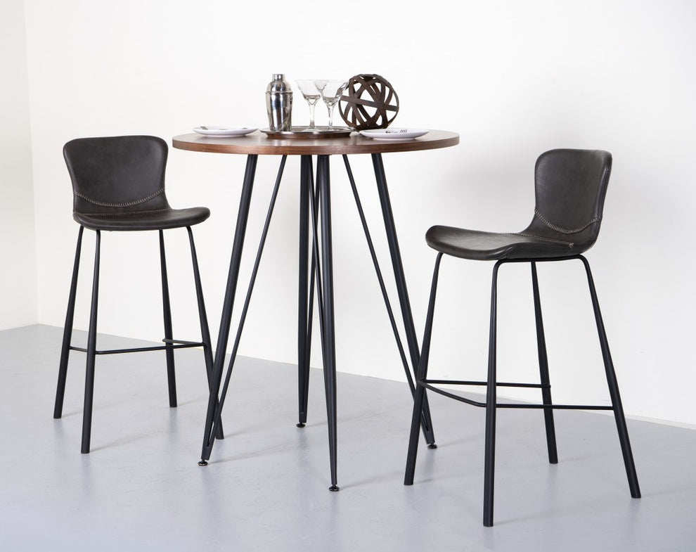 Set of Two Vintage Stitch Gray Bar Stools By Homeroots | Bar Stools | Modishstore - 6