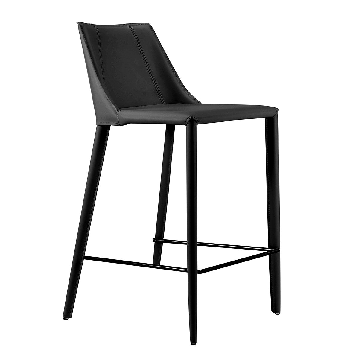 Rich Black Faux Leather Counter Stool By Homeroots | Counter Stools | Modishstore - 2