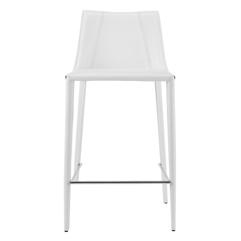 36" White Steel Low Back Counter Height Bar Chair With Footrest By Homeroots | Bar Stools | Modishstore