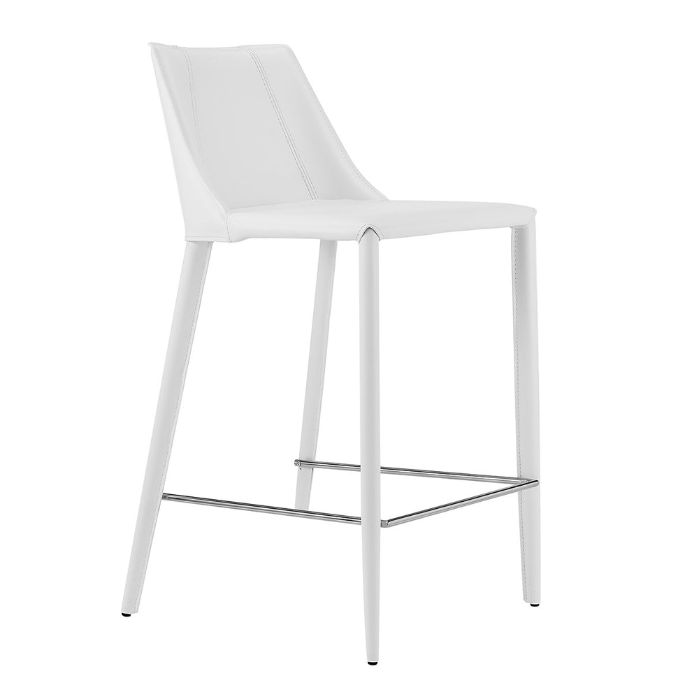 36" White Steel Low Back Counter Height Bar Chair With Footrest By Homeroots | Bar Stools | Modishstore - 3