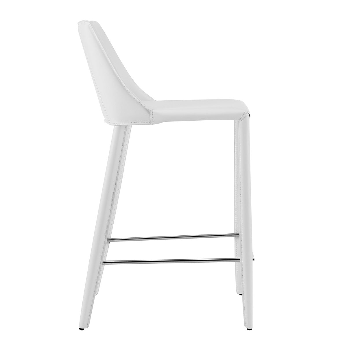 36" White Steel Low Back Counter Height Bar Chair With Footrest By Homeroots | Bar Stools | Modishstore - 4