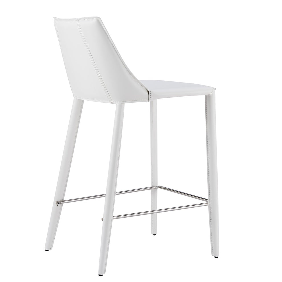 36" White Steel Low Back Counter Height Bar Chair With Footrest By Homeroots | Bar Stools | Modishstore - 5