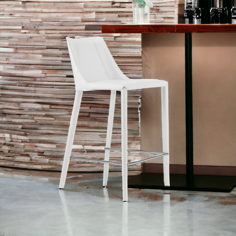 36" White Steel Low Back Counter Height Bar Chair With Footrest By Homeroots | Bar Stools | Modishstore - 2