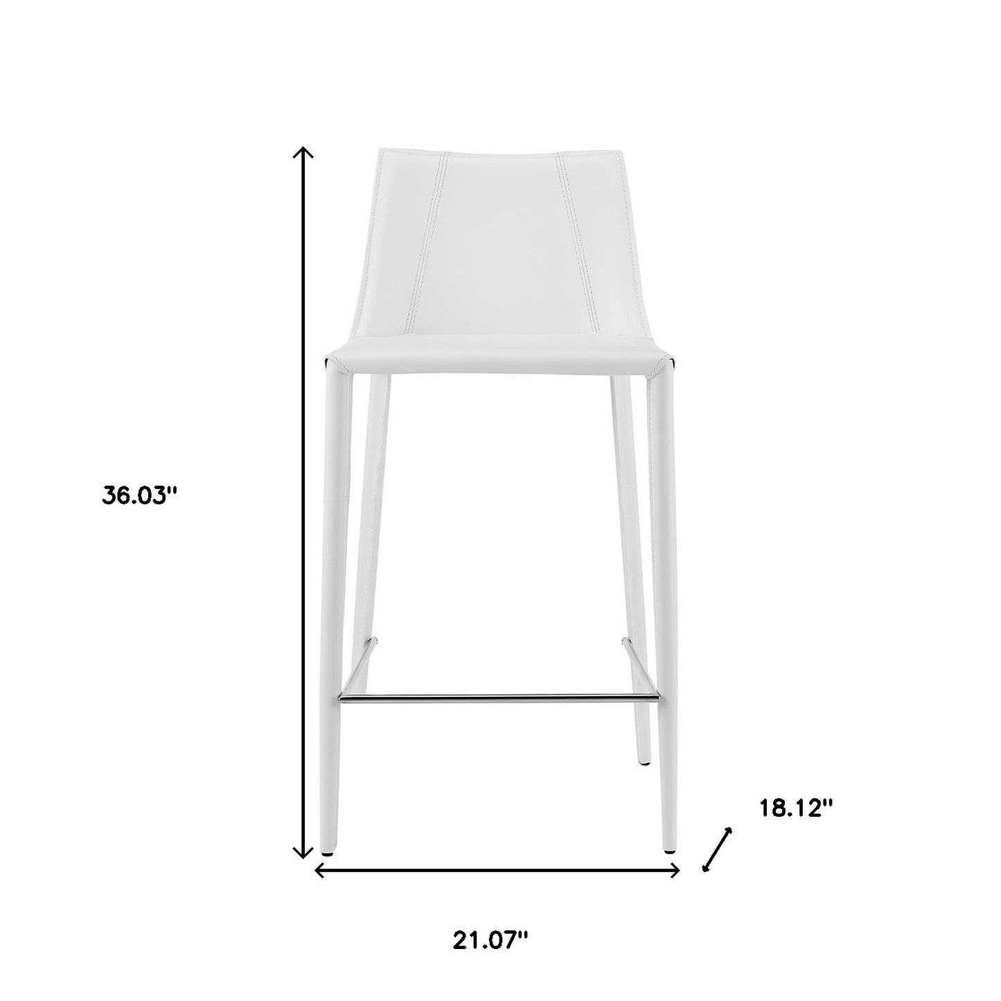 36" White Steel Low Back Counter Height Bar Chair With Footrest By Homeroots