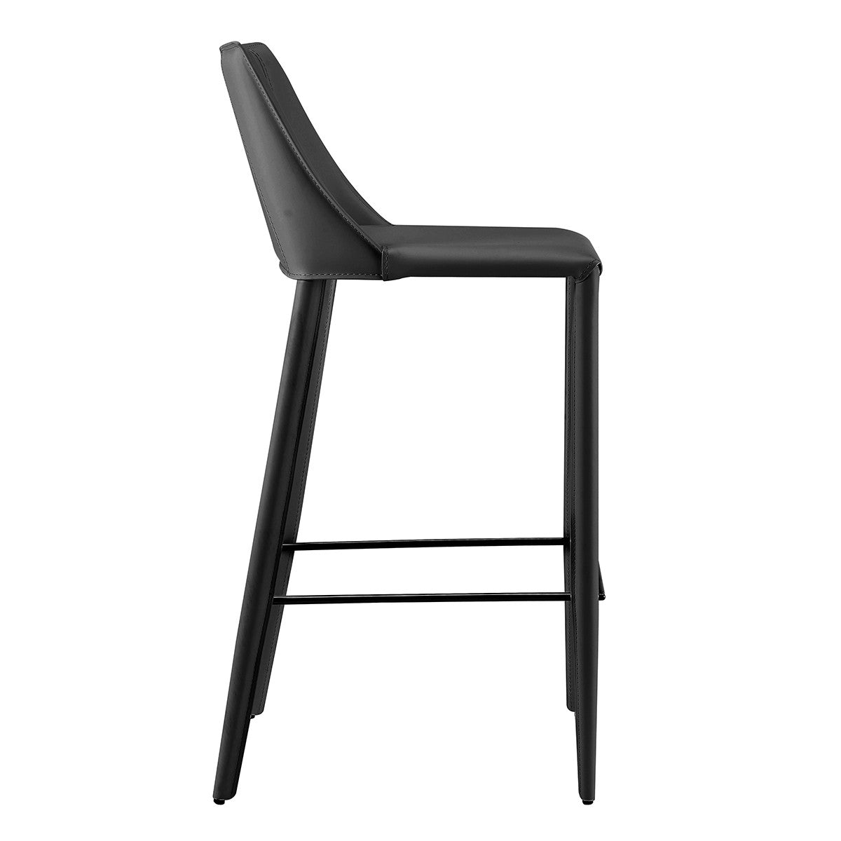 40" Black Steel Low Back Bar Height Chair With Footrest By Homeroots | Bar Stools | Modishstore - 4