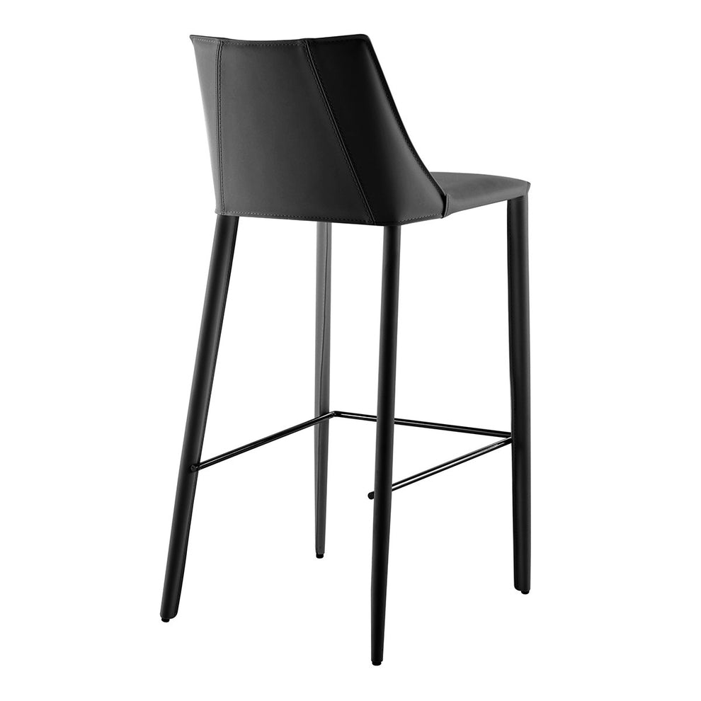 40" Black Steel Low Back Bar Height Chair With Footrest By Homeroots | Bar Stools | Modishstore - 5