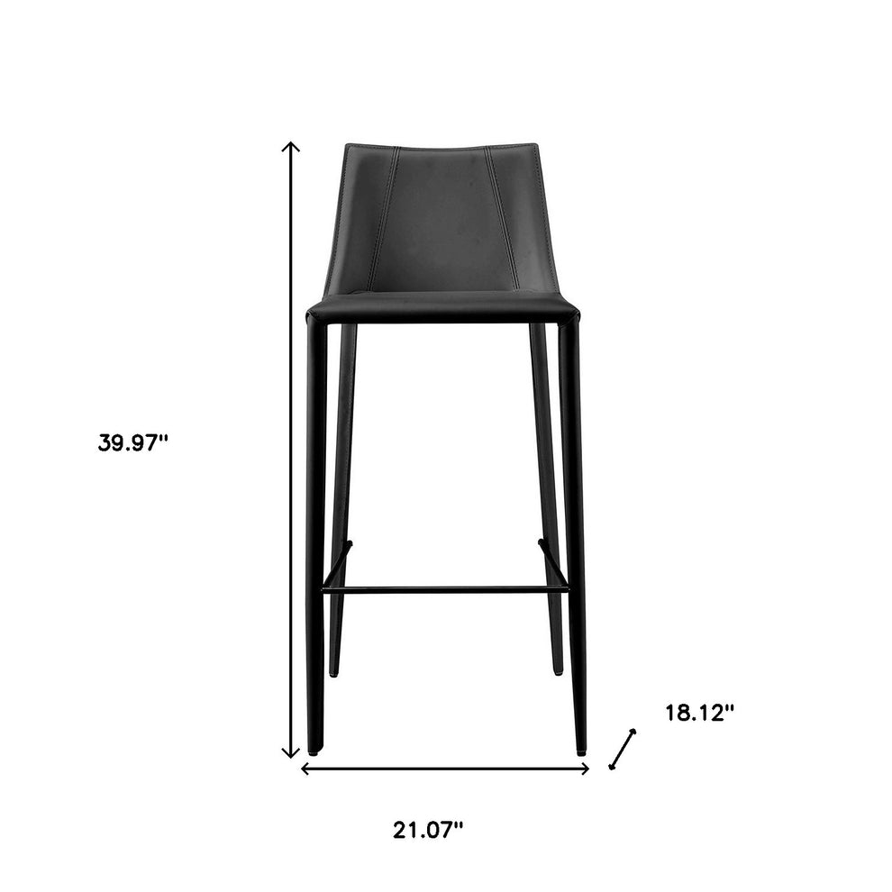 40" Black Steel Low Back Bar Height Chair With Footrest By Homeroots | Bar Stools | Modishstore - 7