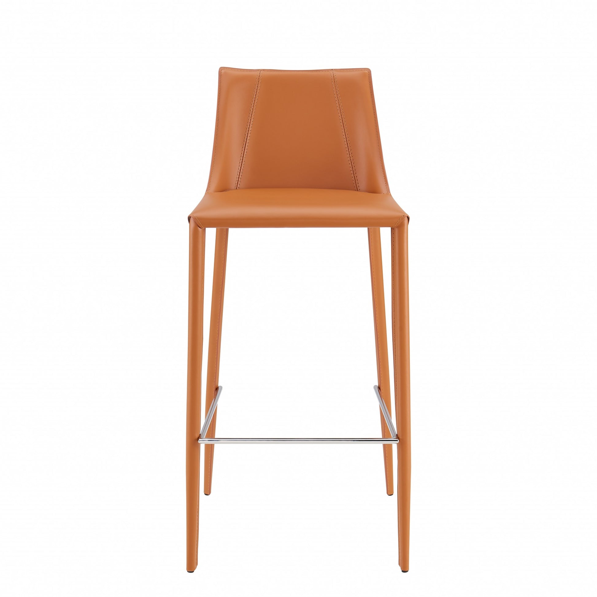 40" Terra Cotta Steel Low Back Bar Height Chair With Footrest By Homeroots | Bar Stools | Modishstore
