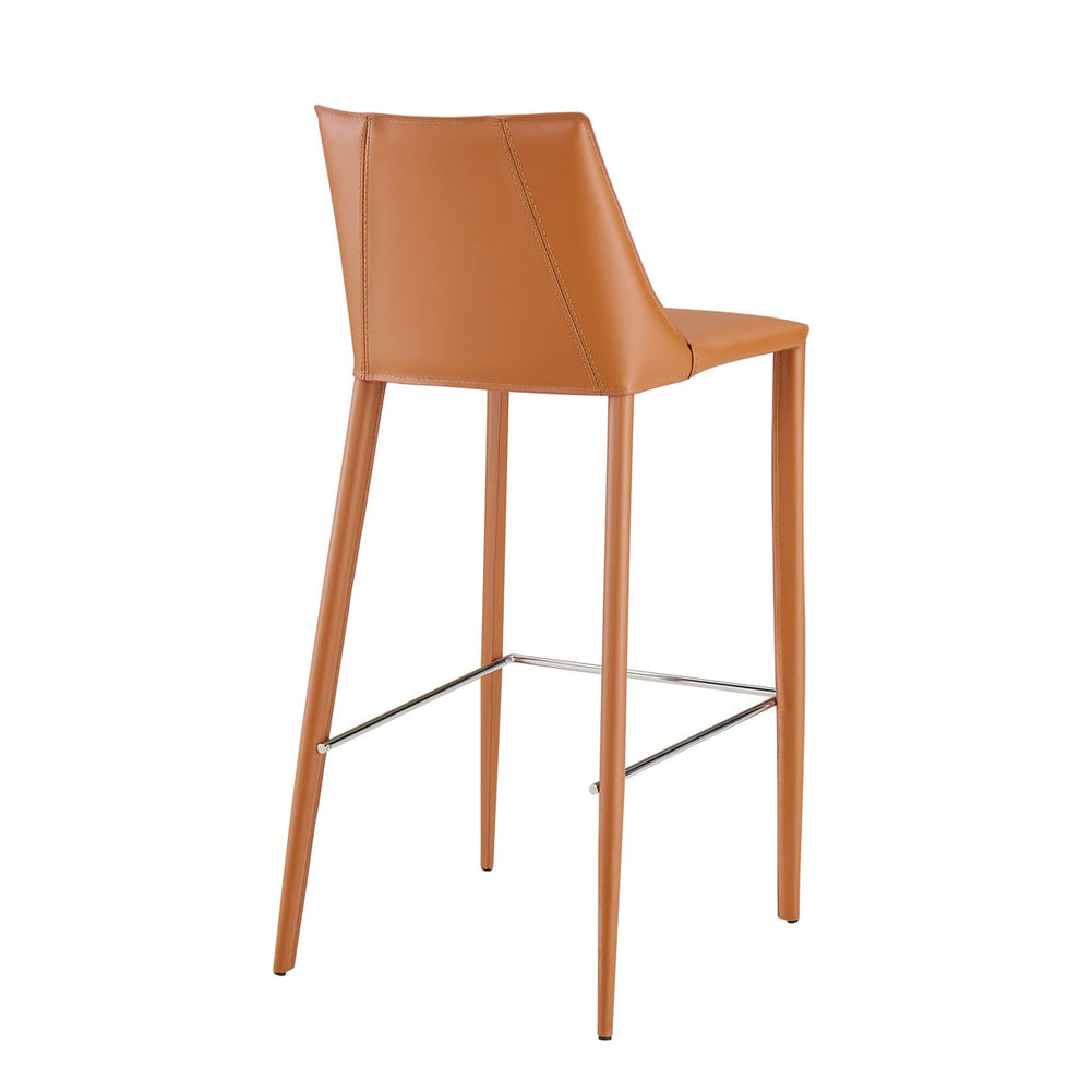 40" Terra Cotta Steel Low Back Bar Height Chair With Footrest By Homeroots | Bar Stools | Modishstore - 3