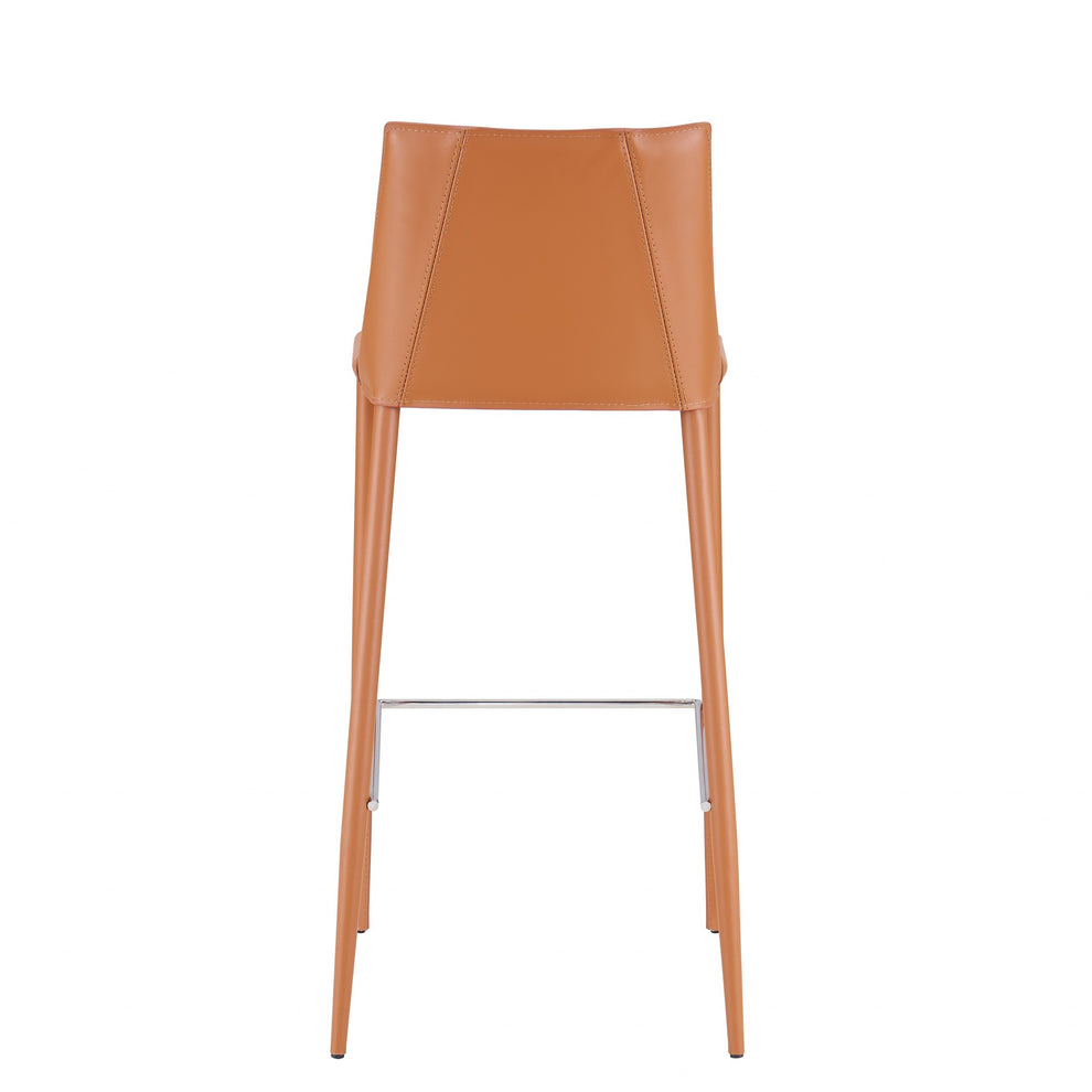 40" Terra Cotta Steel Low Back Bar Height Chair With Footrest By Homeroots | Bar Stools | Modishstore - 4