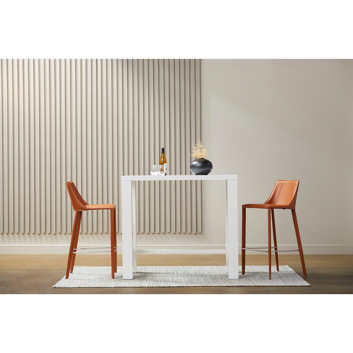 40" Terra Cotta Steel Low Back Bar Height Chair With Footrest By Homeroots | Bar Stools | Modishstore - 5