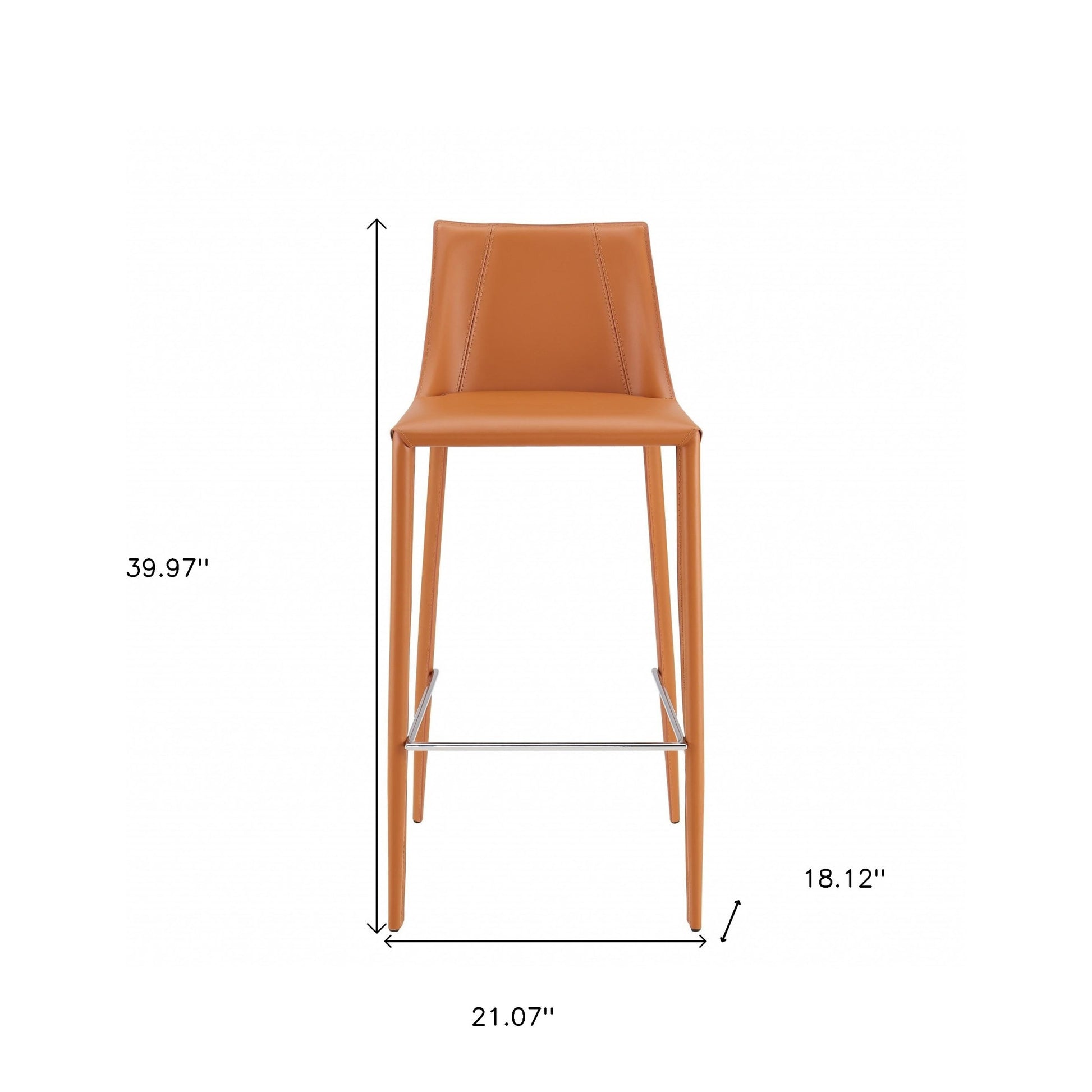 40" Terra Cotta Steel Low Back Bar Height Chair With Footrest By Homeroots | Bar Stools | Modishstore - 7