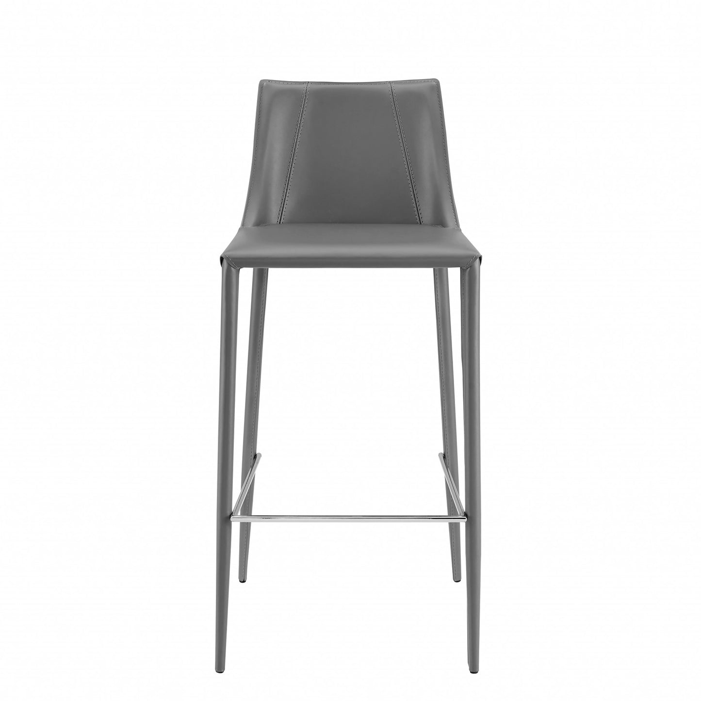 40" Gray Steel Low Back Bar Height Chair With Footrest By Homeroots | Bar Stools | Modishstore