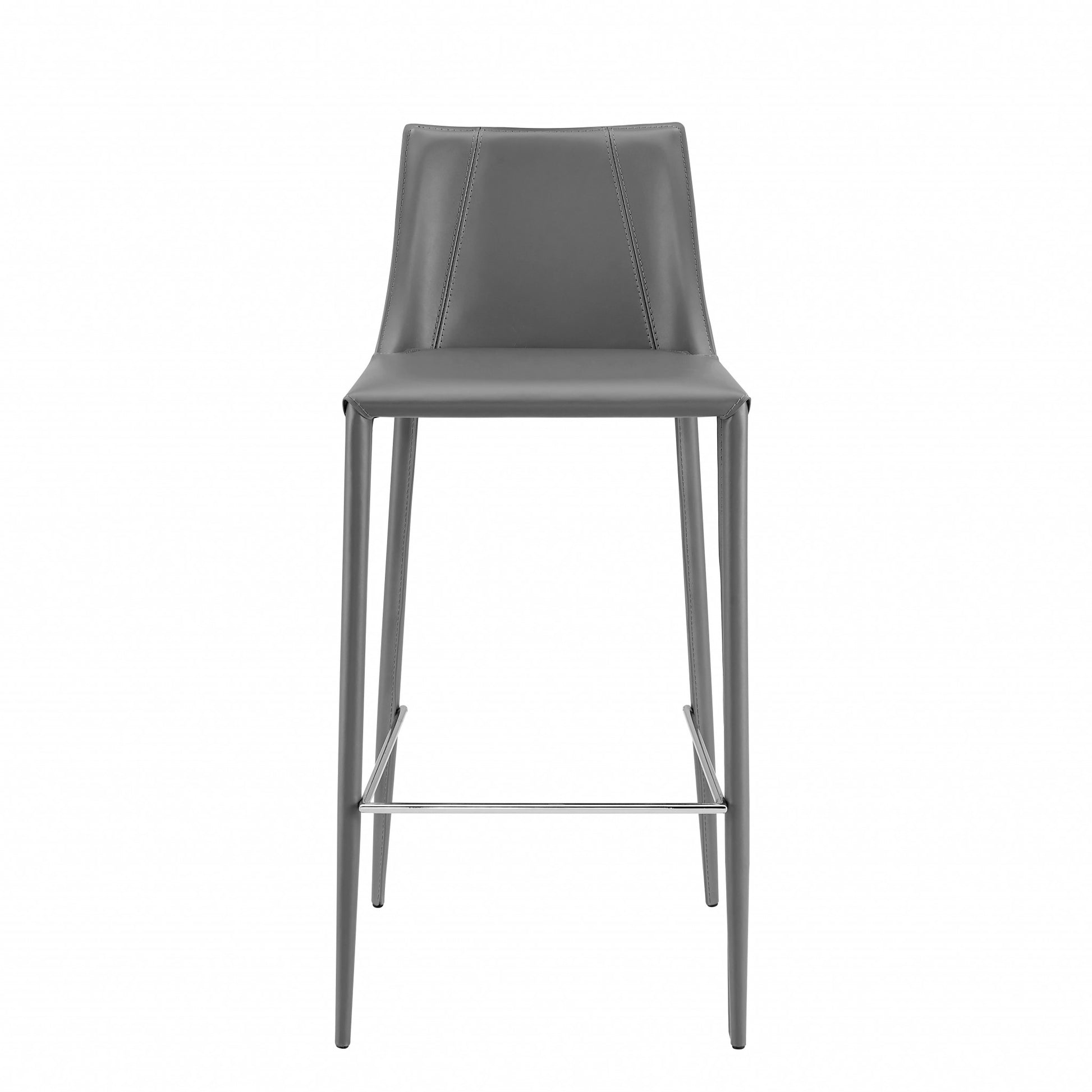 40" Gray Steel Low Back Bar Height Chair With Footrest By Homeroots | Bar Stools | Modishstore