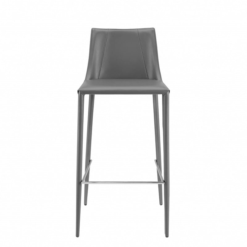 40" Gray Steel Low Back Bar Height Chair With Footrest By Homeroots | Bar Stools | Modishstore