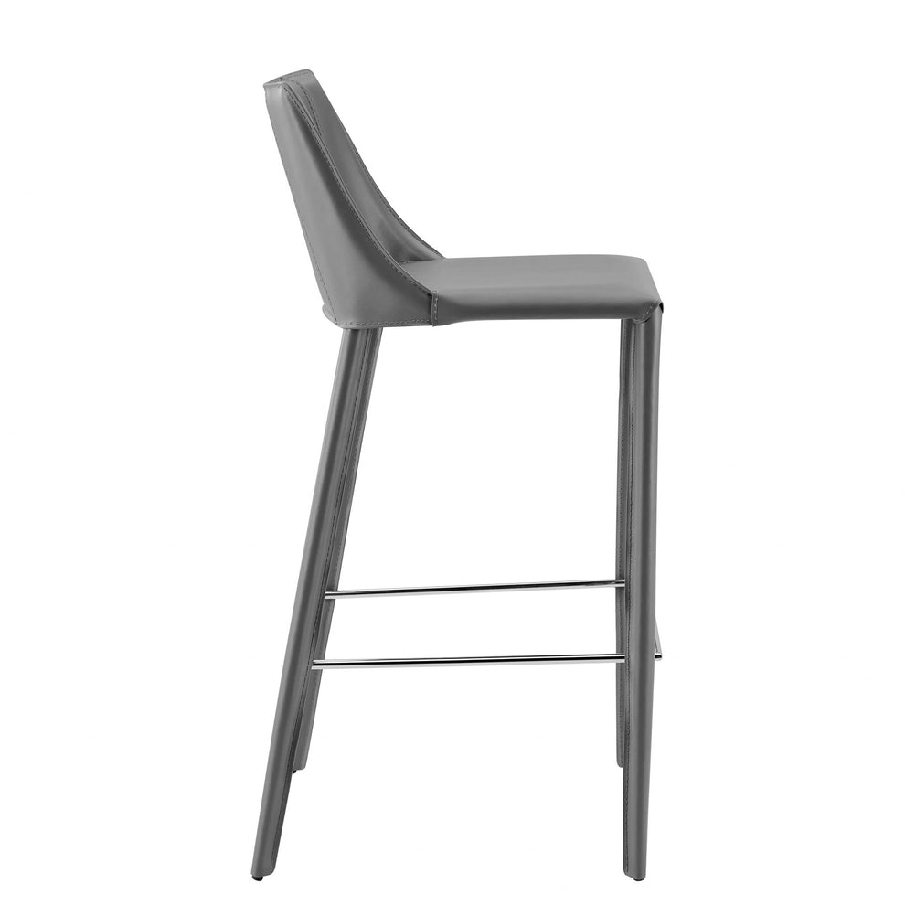 40" Gray Steel Low Back Bar Height Chair With Footrest By Homeroots | Bar Stools | Modishstore - 3