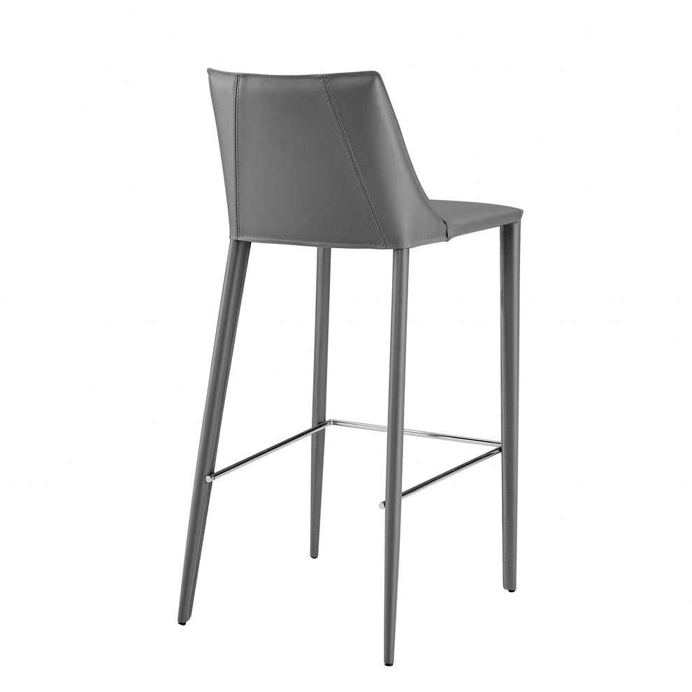 40" Gray Steel Low Back Bar Height Chair With Footrest By Homeroots | Bar Stools | Modishstore - 4