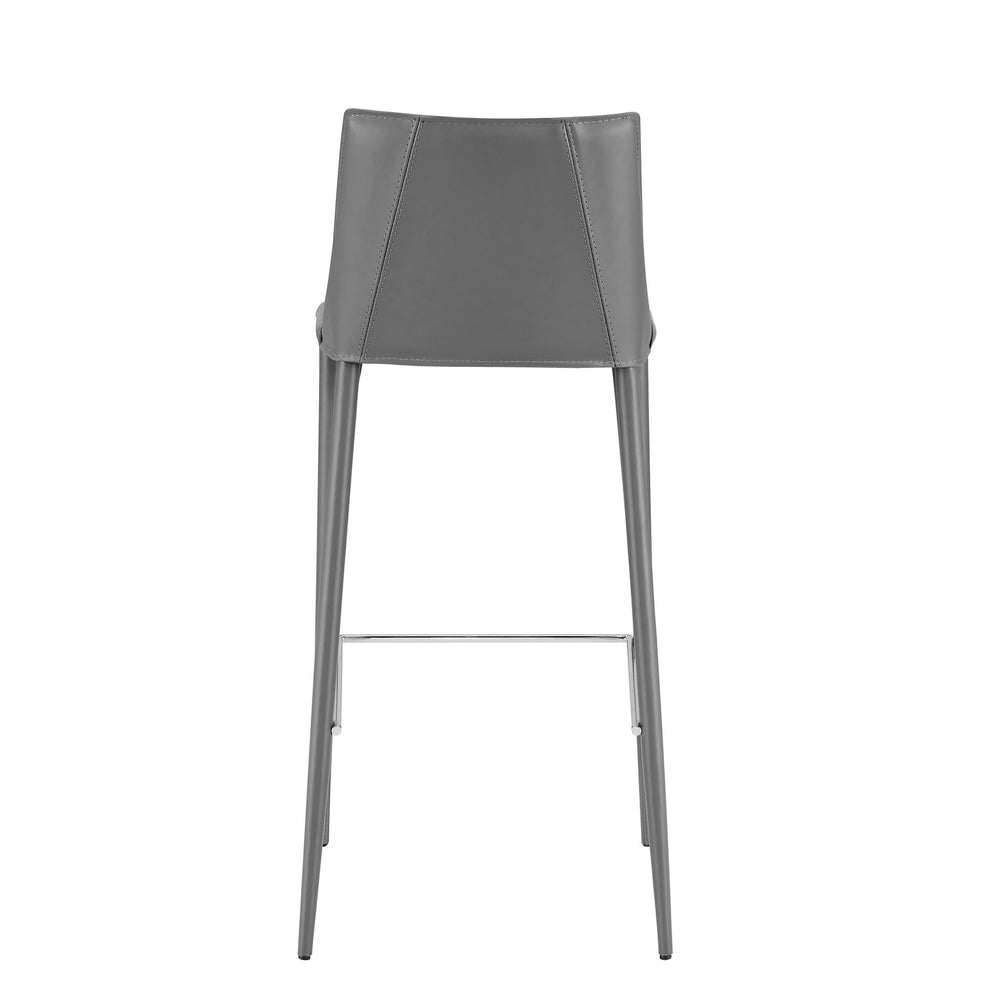 40" Gray Steel Low Back Bar Height Chair With Footrest By Homeroots | Bar Stools | Modishstore - 5