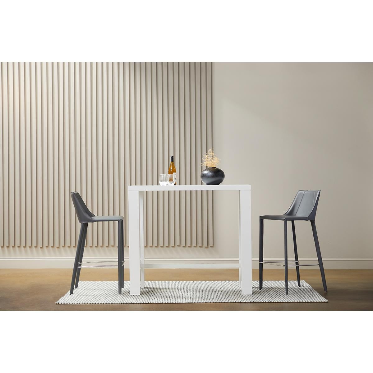 40" Gray Steel Low Back Bar Height Chair With Footrest By Homeroots | Bar Stools | Modishstore - 6