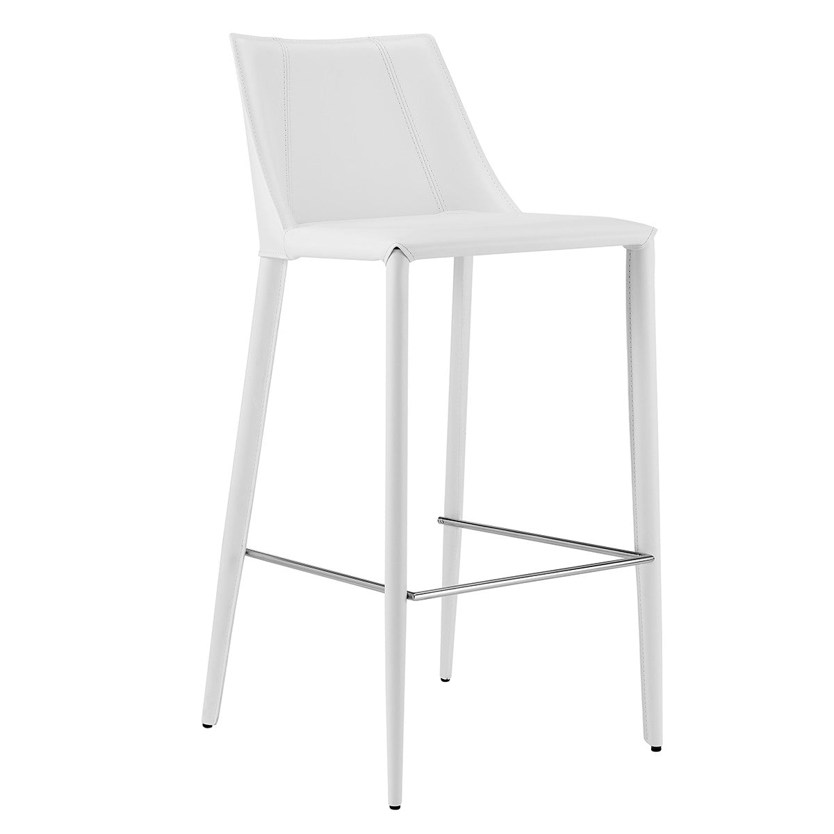 40" White Steel Low Back Bar Height Chair With Footrest By Homeroots | Bar Stools | Modishstore - 3