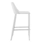 40" White Steel Low Back Bar Height Chair With Footrest By Homeroots