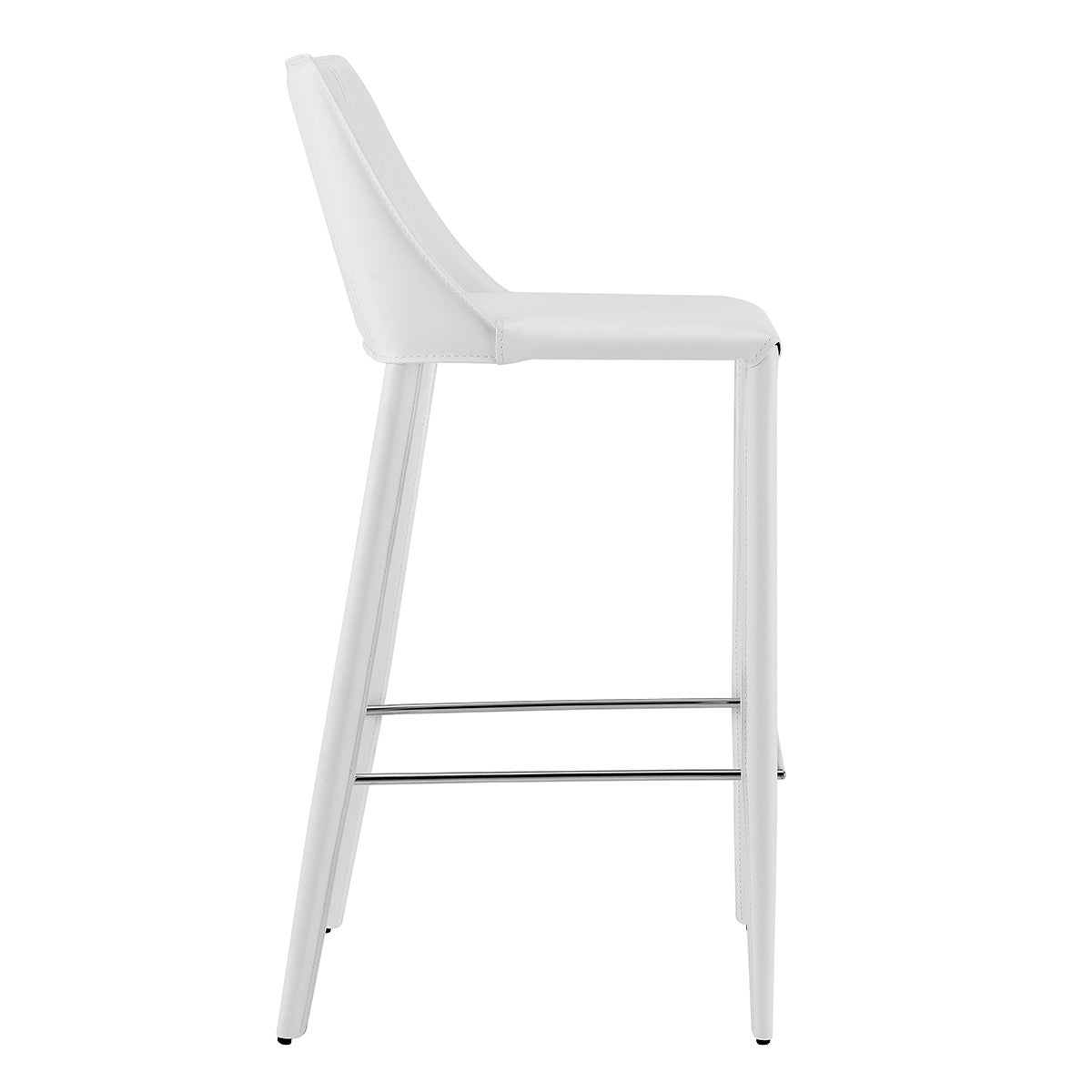 40" White Steel Low Back Bar Height Chair With Footrest By Homeroots | Bar Stools | Modishstore - 4