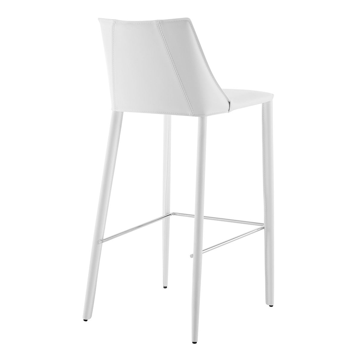 40" White Steel Low Back Bar Height Chair With Footrest By Homeroots | Bar Stools | Modishstore - 5