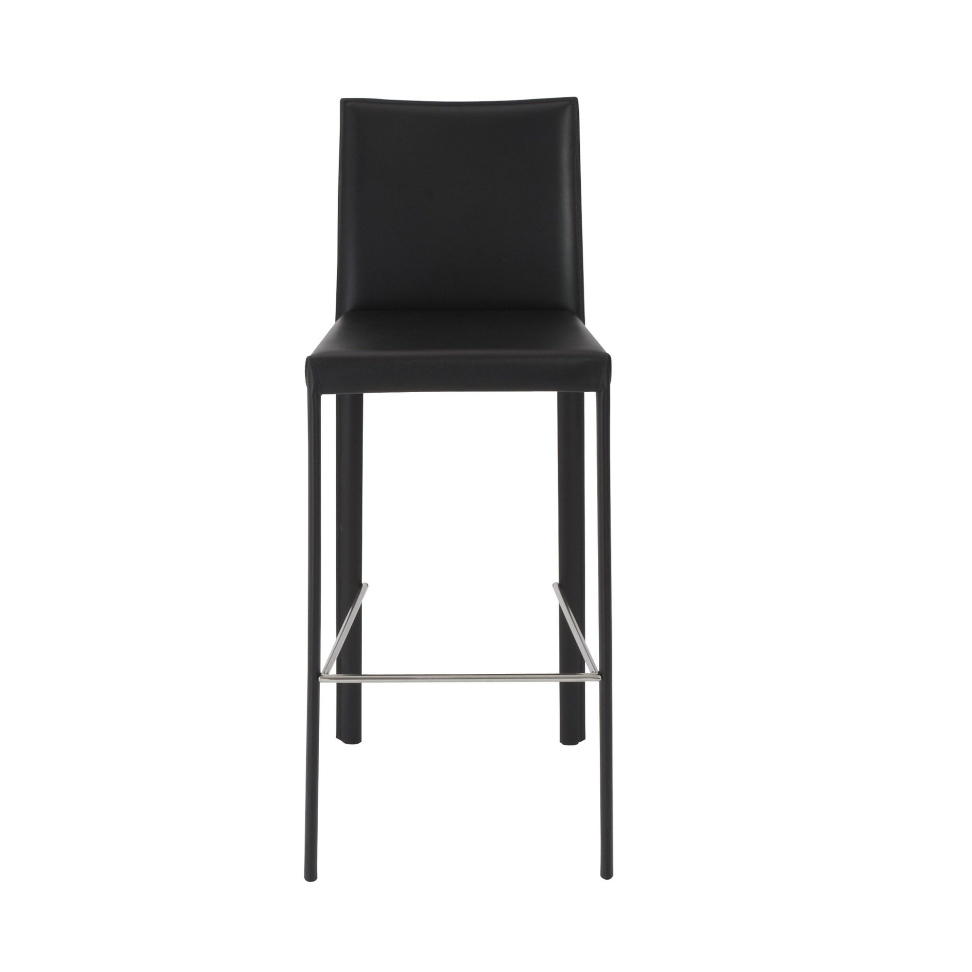 Set of Two Full Black Faux Leather Bar Stools By Homeroots | Bar Stools | Modishstore