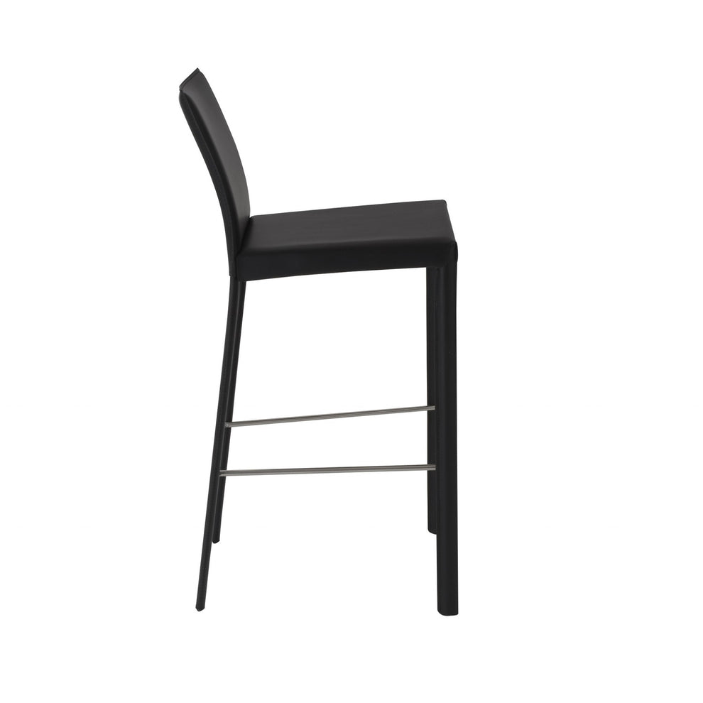 Set of Two Full Black Faux Leather Bar Stools By Homeroots | Bar Stools | Modishstore - 3