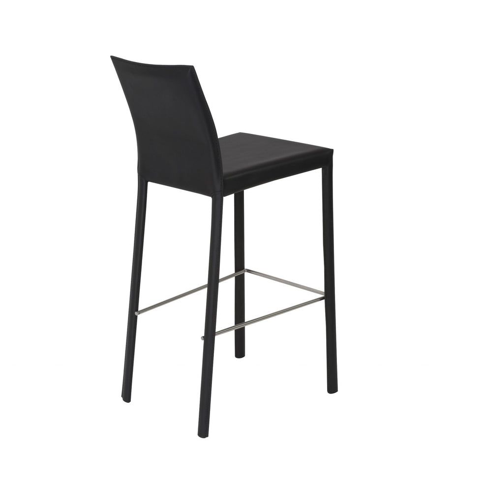 Set of Two Full Black Faux Leather Bar Stools By Homeroots | Bar Stools | Modishstore - 4