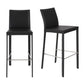 Set of Two Full Black Faux Leather Bar Stools By Homeroots