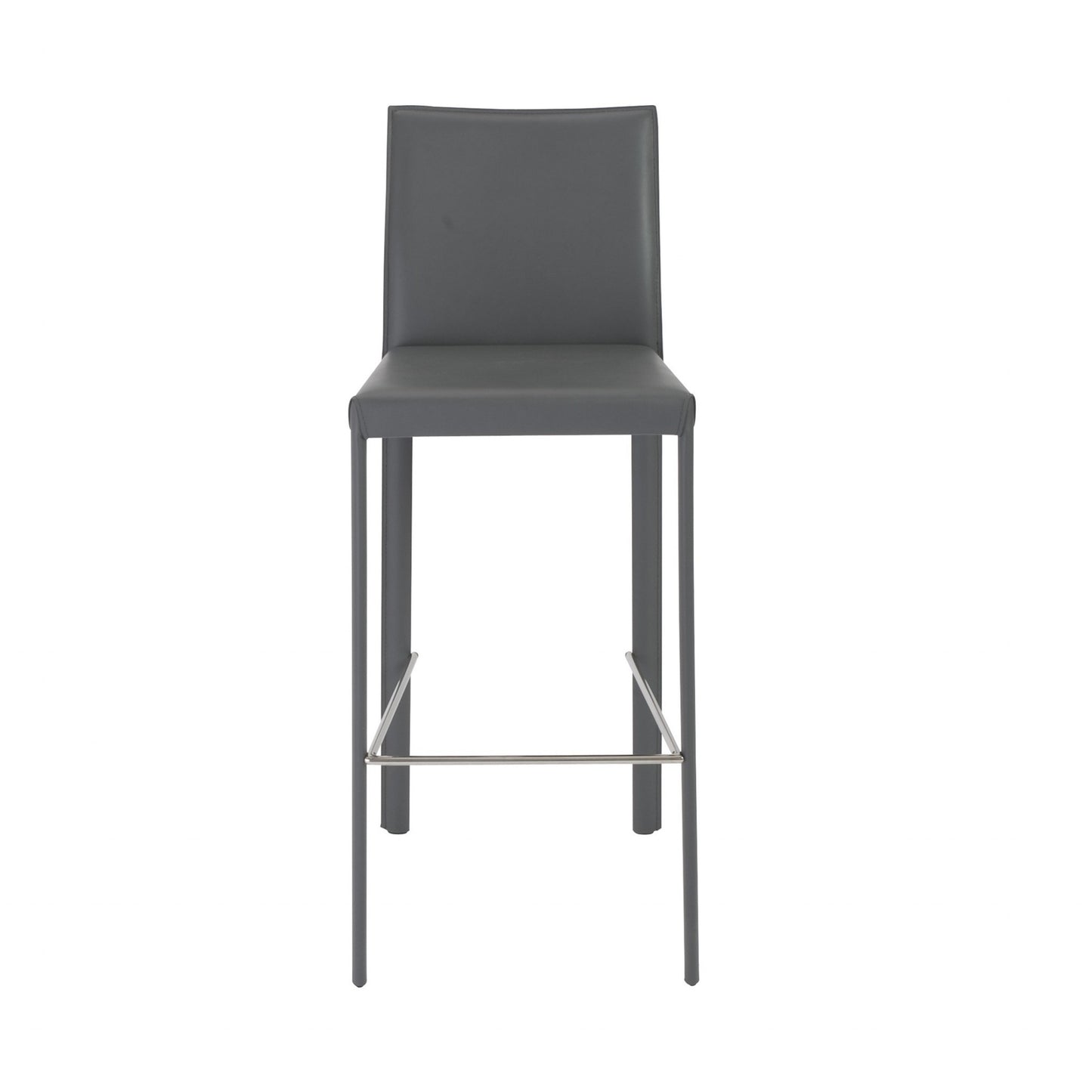 Set Of Two 41" Gray Steel Low Back Bar Height Chairs With Footrest By Homeroots | Bar Stools | Modishstore