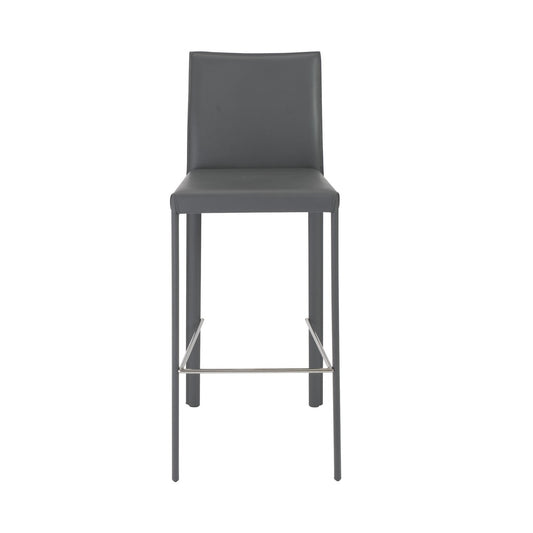 Set Of Two 41" Gray Steel Low Back Bar Height Chairs With Footrest By Homeroots | Bar Stools | Modishstore