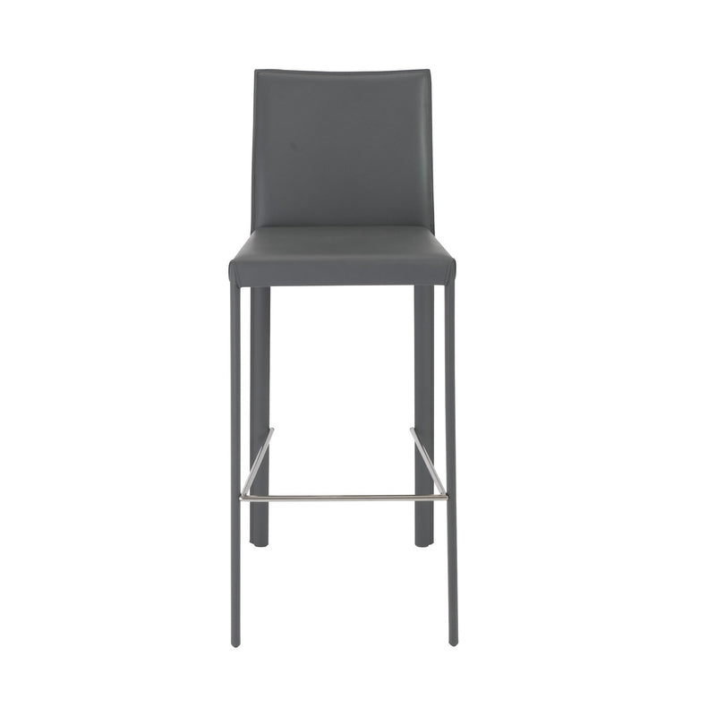 Set Of Two 41" Gray Steel Low Back Bar Height Chairs With Footrest By Homeroots | Bar Stools | Modishstore