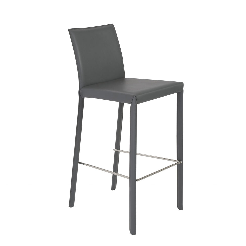 Set Of Two 41" Gray Steel Low Back Bar Height Chairs With Footrest By Homeroots | Bar Stools | Modishstore - 2