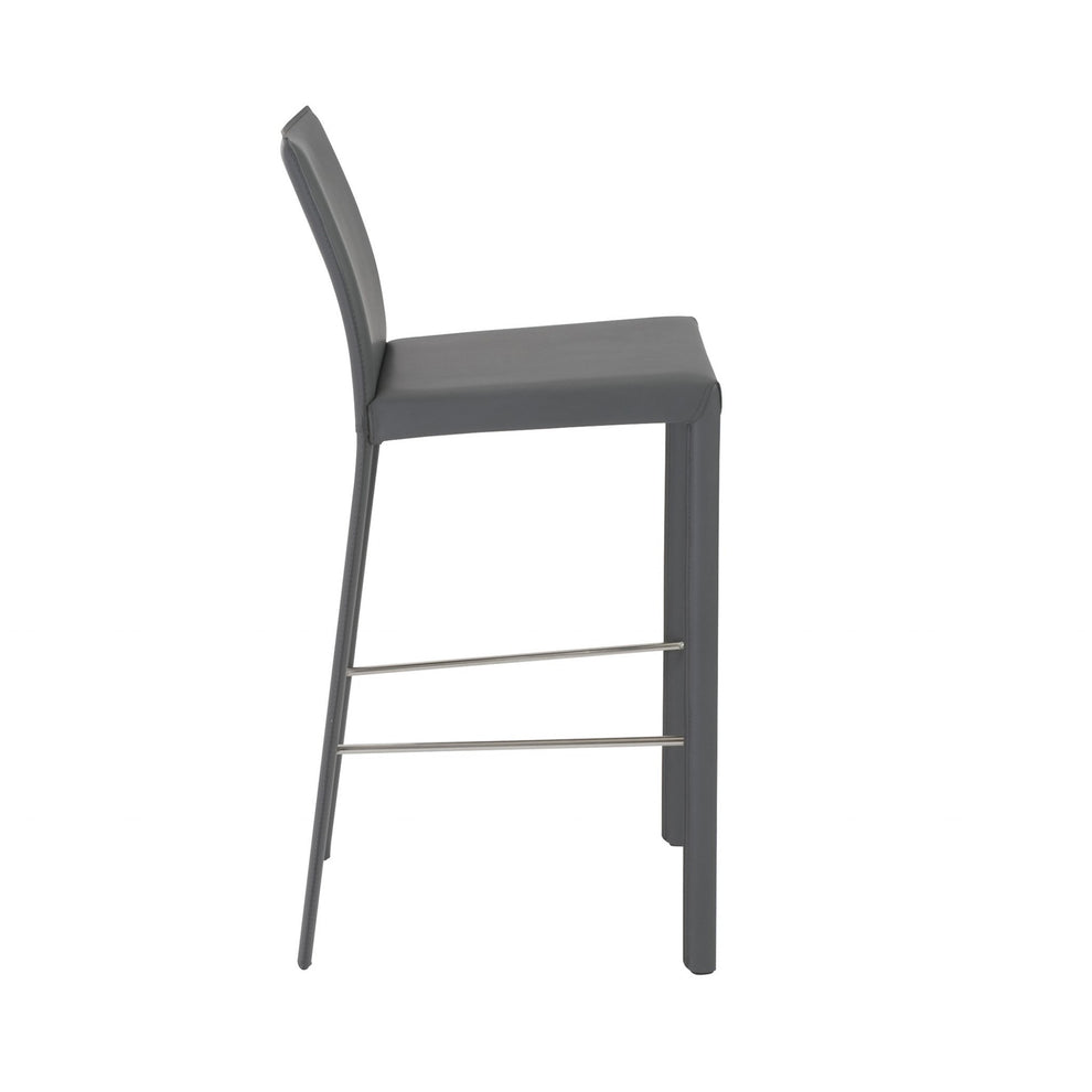 Set Of Two 41" Gray Steel Low Back Bar Height Chairs With Footrest By Homeroots | Bar Stools | Modishstore - 3