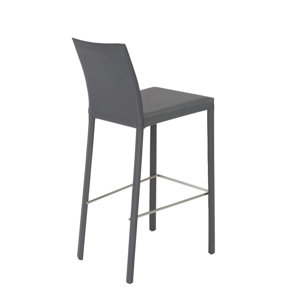 Set Of Two 41" Gray Steel Low Back Bar Height Chairs With Footrest By Homeroots | Bar Stools | Modishstore - 4