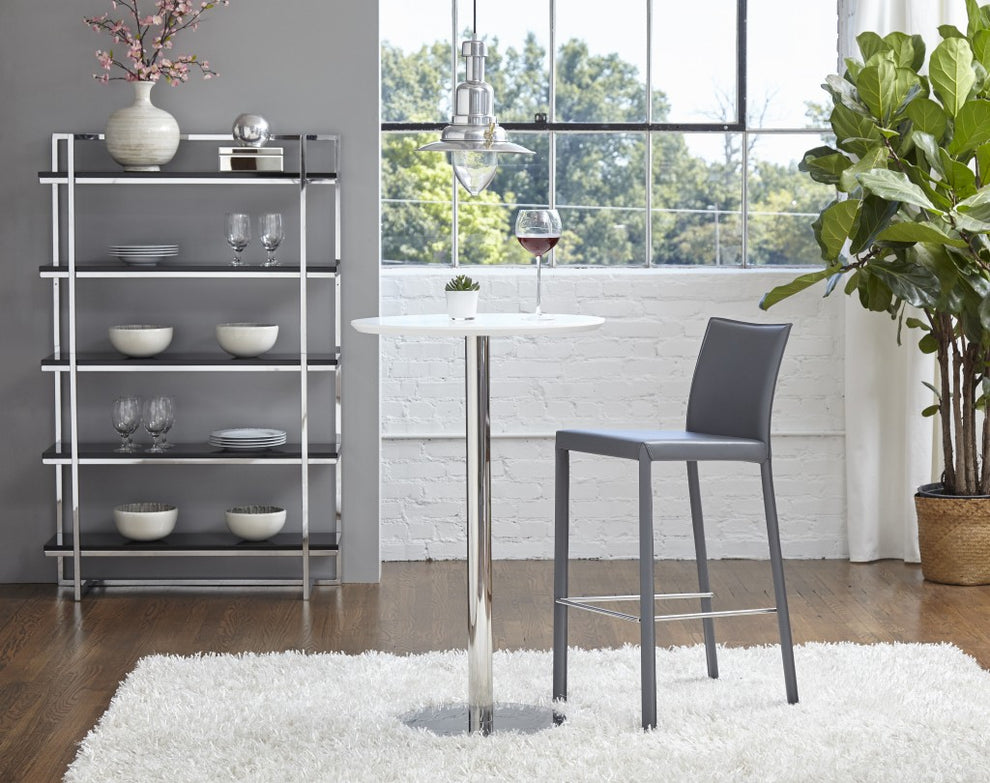 Set Of Two 41" Gray Steel Low Back Bar Height Chairs With Footrest By Homeroots | Bar Stools | Modishstore - 5