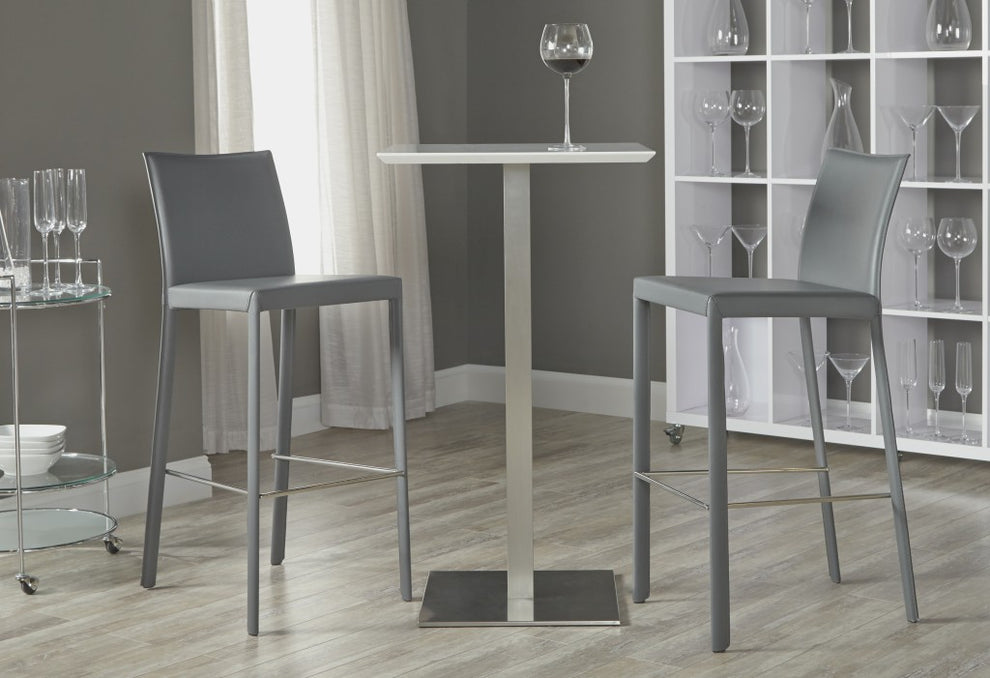 Set Of Two 41" Gray Steel Low Back Bar Height Chairs With Footrest By Homeroots | Bar Stools | Modishstore - 6