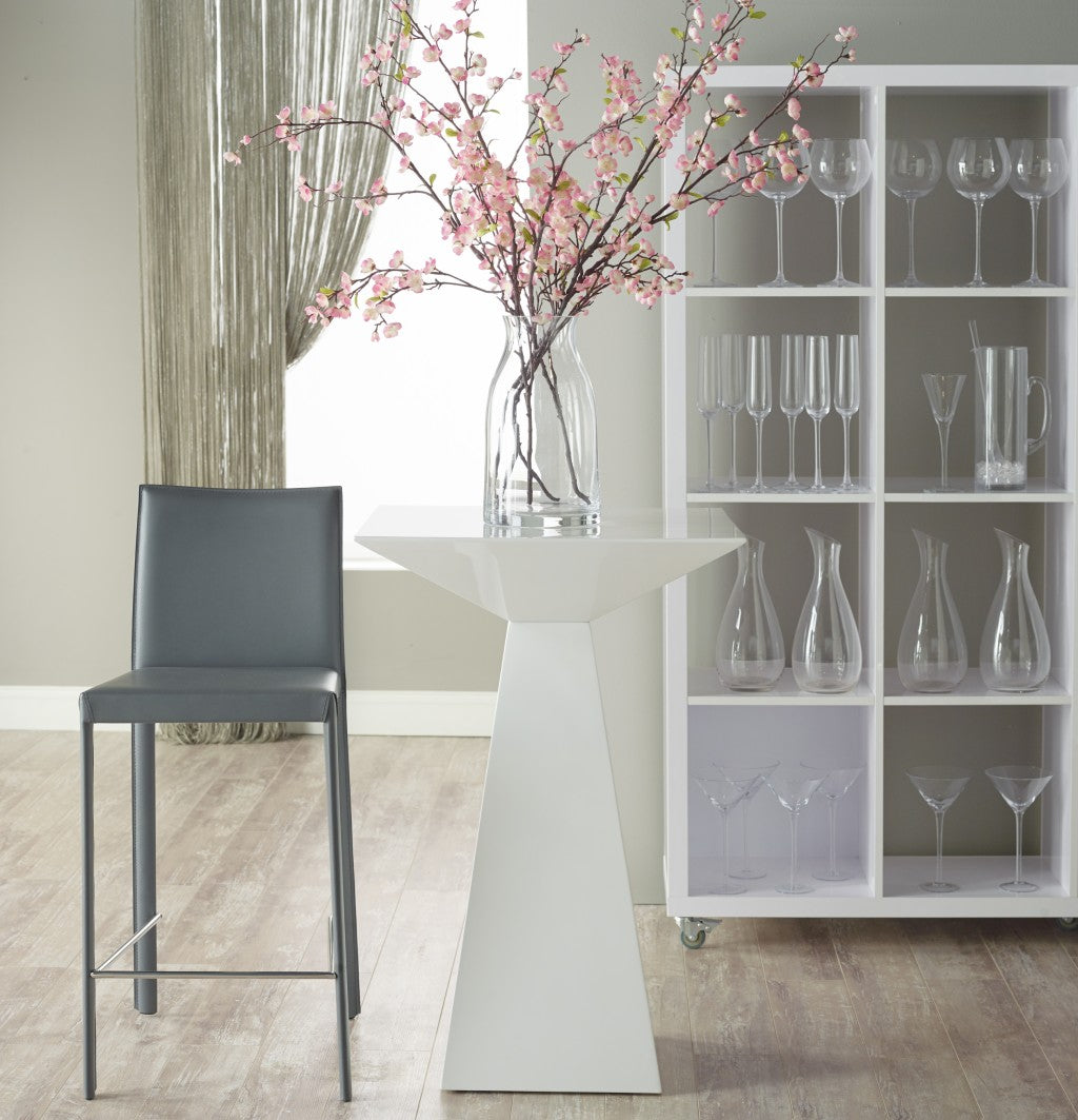 Set Of Two 41" Gray Steel Low Back Bar Height Chairs With Footrest By Homeroots | Bar Stools | Modishstore - 7