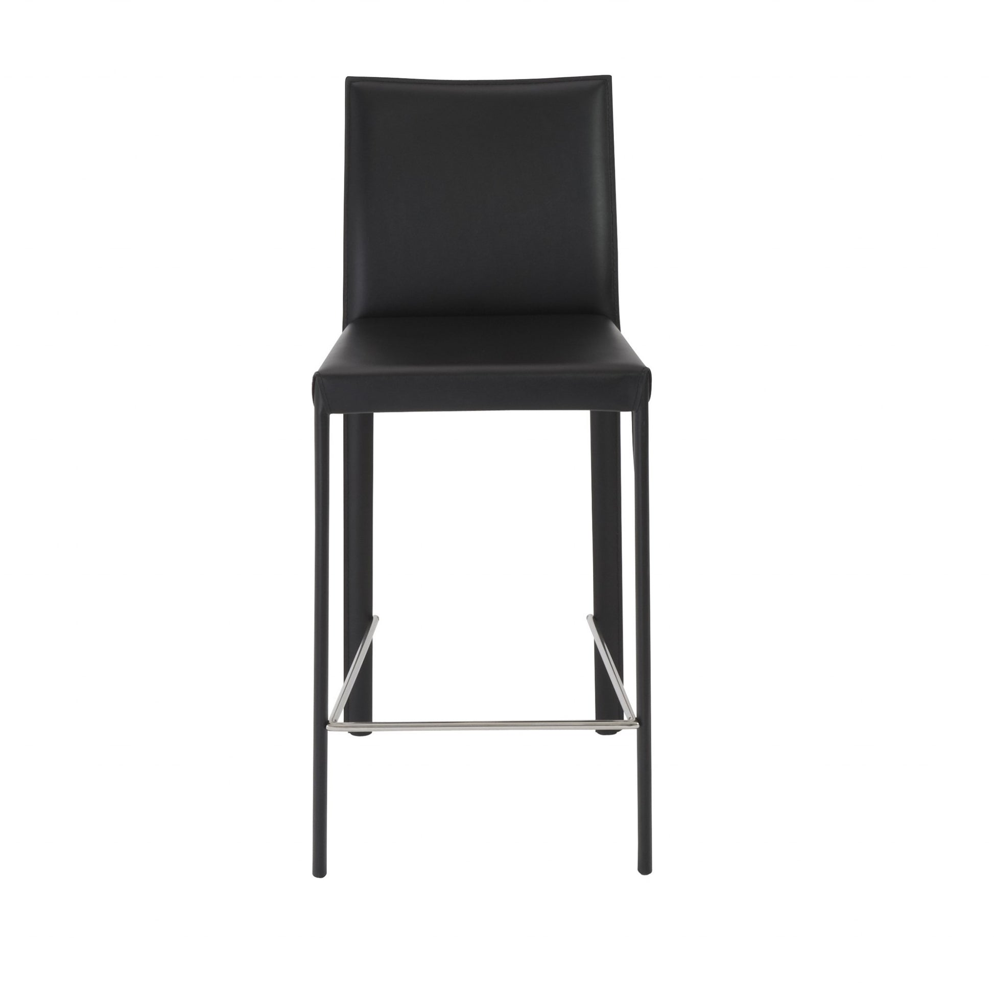 Set Of Two 37" Black Steel Low Back Counter Height Bar Chairs With Footrest By Homeroots | Bar Stools | Modishstore