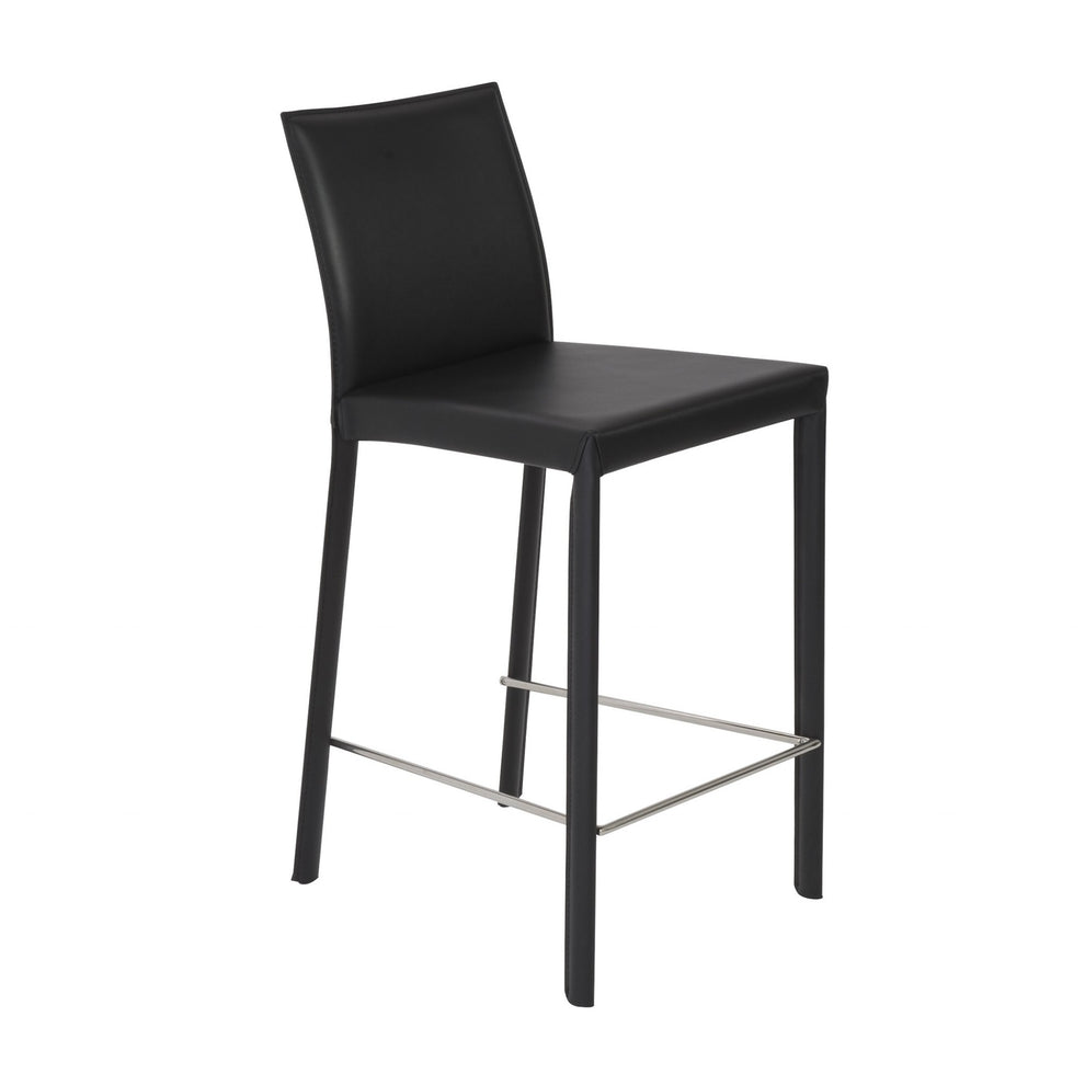 Set Of Two 37" Black Steel Low Back Counter Height Bar Chairs With Footrest By Homeroots | Bar Stools | Modishstore - 2