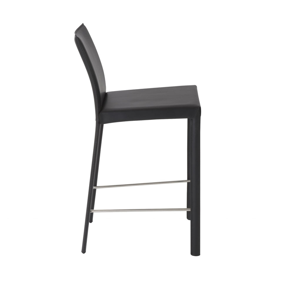 Set Of Two 37" Black Steel Low Back Counter Height Bar Chairs With Footrest By Homeroots | Bar Stools | Modishstore - 3